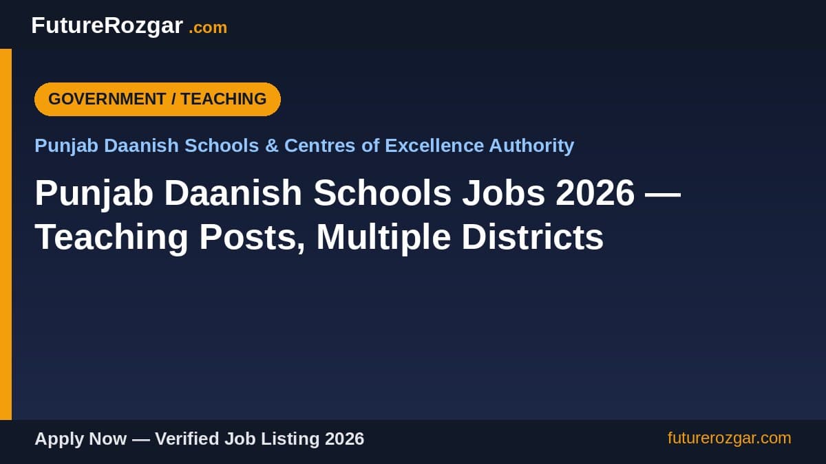 Punjab Daanish Schools Jobs 2026