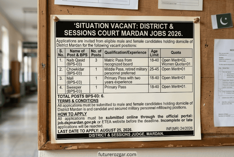 District & Session Court Mardan Jobs 2026